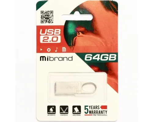 USB флеш накопитель Mibrand 64GB Irbis Silver USB 2.0 (MI2.0/IR64U3S)