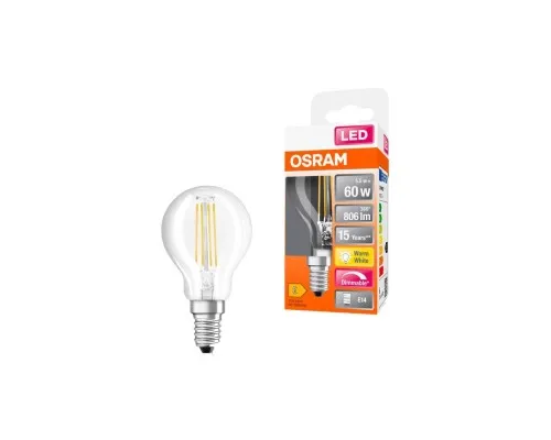 Лампочка Osram LED CL P60 DIM 6,5W/827 230V FIL E14 10x1 (4058075447875)