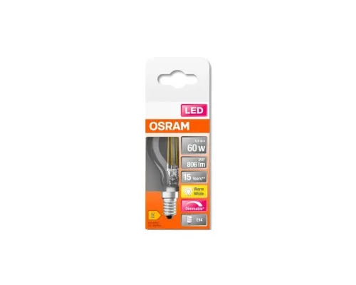 Лампочка Osram LED CL P60 DIM 6,5W/827 230V FIL E14 10x1 (4058075447875)