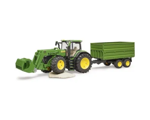 Спецтехника Bruder трактор John Deere 7R 350 с погрузчиком и прицепом (03155)