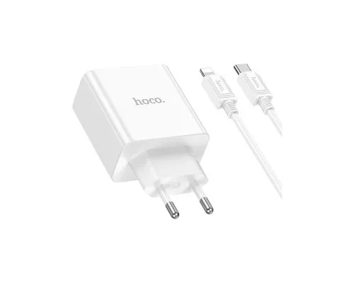Зарядний пристрій HOCO C108A charger set (C to iP) White (6931474784445)