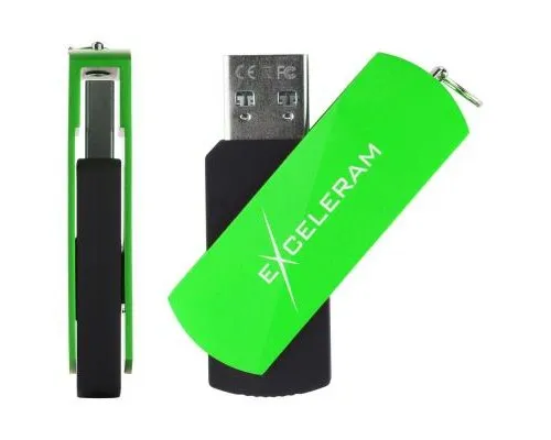 USB флеш накопитель eXceleram 64GB P2 Series Green/Black USB 2.0 (EXP2U2GRB64)