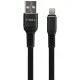 Дата кабель USB 2.0 AM to Lightning 1.0m flat nylon black Vinga (VCPDCLFNB1BK)