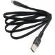 Дата кабель USB 2.0 AM to Lightning 1.0m flat nylon black Vinga (VCPDCLFNB1BK)