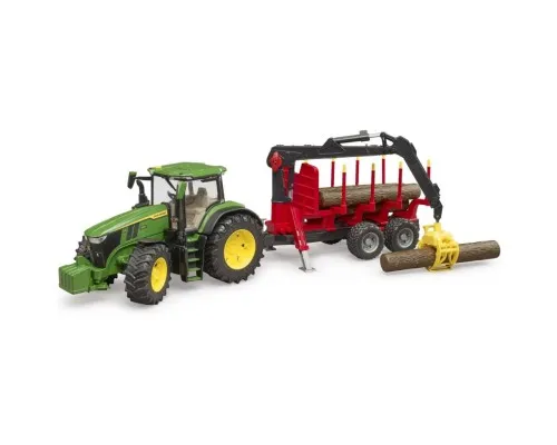 Спецтехніка Bruder трактор John Deere 7R 350 з причепом, краном та колодами (03154)