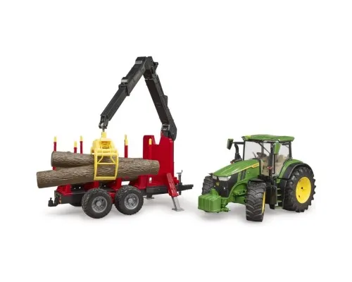 Спецтехника Bruder трактор John Deere 7R 350 с прицепом, краном и бревнами (03154)