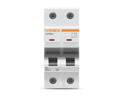 Автоматический выключатель Videx RS6 RESIST 2п 6А 6кА С (VF-RS6-AV2C06)