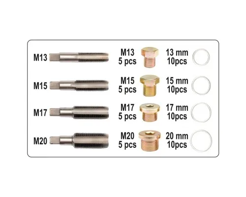 Набор инструментов Yato для ремонта сливных пробок M13, M15, M17, M20 (YT-1757)