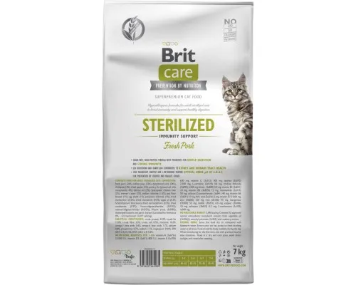 Сухий корм для кішок Brit Care Cat GF Sterilized Immunity Support зі свининою 7 кг (8595602565085)