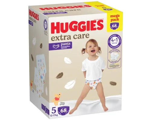 Підгузки Huggies Extra Care Розмір 5 (12-17кг) Pants Box 68 шт (5029053582412)