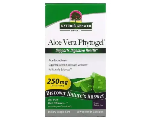 Травы Nature's Answer Алоэ вера фитогель, 250 мг, Aloe Vera Phytogel, 90 вегетарианских (NTA-16114)