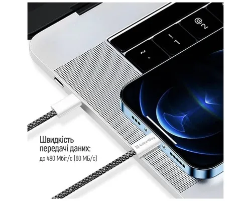 Дата кабель USB-C to USB-C 1.0m 60W 3.0А black ColorWay (CW-CBPDCC061-BK)