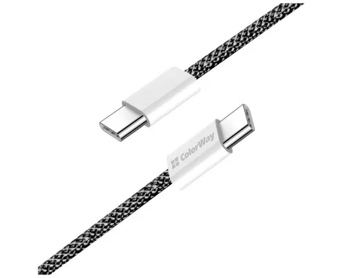 Дата кабель USB-C to USB-C 1.0m 60W 3.0А black ColorWay (CW-CBPDCC061-BK)