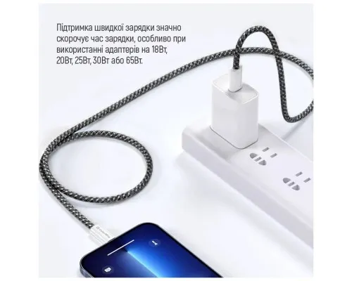 Дата кабель USB-C to USB-C 1.0m 60W 3.0А black ColorWay (CW-CBPDCC061-BK)