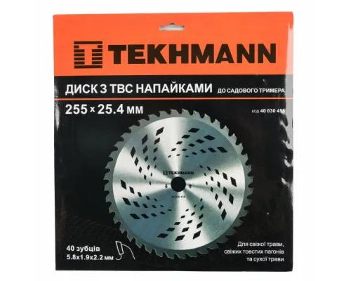 Ніж для тримера Tekhmann до садового тримера 255х25.4 мм 40 ТВС зубців (40030458)
