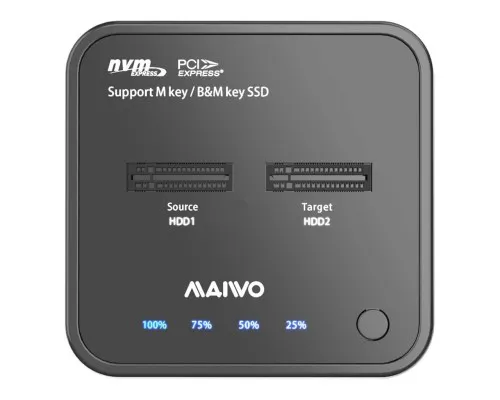 Док-станція для накопичувачів Maiwo 2*NVMe M.2 SSD Key M/B+M USB 3.1 Gen2 Type-C (K3016P)