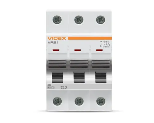 Автоматичний вимикач Videx RS6 RESIST 3п 10А 6кА С (VF-RS6-AV3C10)