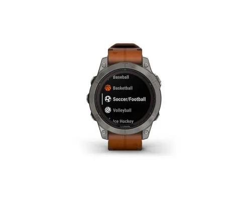 Смарт-годинник Garmin fenix 7 Pro Saph Solar, Ti w/Chestnut Lthr Band, Excl, GPS (010-02777-30)