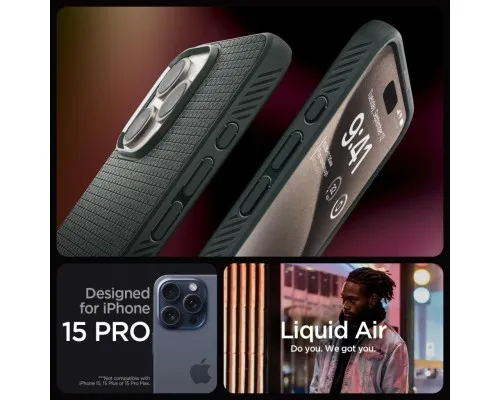Чохол до мобільного телефона Spigen Apple iPhone 15 Pro Liquid Air Abyss Green (ACS06706)