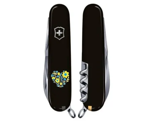Ніж Victorinox Spartan Ukraine 91 мм Чорний Квіткове серце (1.3603.3_T1246u)