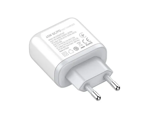 Зарядний пристрій ColorWay Power Delivery Port PPS USB (Type-C PD+ USB QC3.0) (45W) white (CW-CHS042PD-WT)