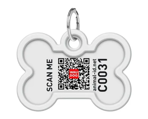 Адресник для тварин WAUDOG Smart ID з QR паспортом Камо різнокольоровий, кістка 40х28 мм (0640-0206)