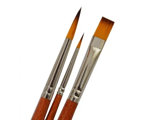Кисточка для рисования Santi набор художественных №2, синтетика, 1шт. плоская (№10), 2шт круглые (№2,8), короткая ручка (310835)