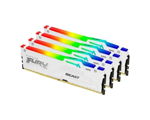 Модуль памяті для компютера DDR5 128GB (4x32GB) 5600 MHz FURY Beast RGB White Kingston Fury (ex.HyperX) (KF556C40BWAK4-128)