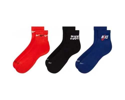 Шкарпетки Nike U NK EVERYDAY PLUS CUSH ANKLE DH3827-905 38-42 3 пари Чорний/Синій/Червоний (196147075268)