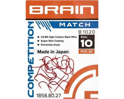 Крючок Brain fishing Match B1020 10 (20 шт/уп) Red (1858.80.27)