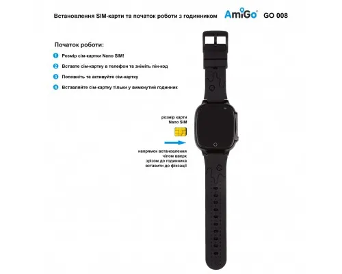 Смарт-годинник Amigo GO008 MILKY GPS WIFI Black (873291)
