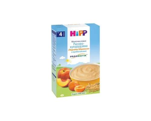 Детская каша HiPP молочная Рисово-кукурузная Персики-Абрикосы с пребиотиками 2 (9062300140092)