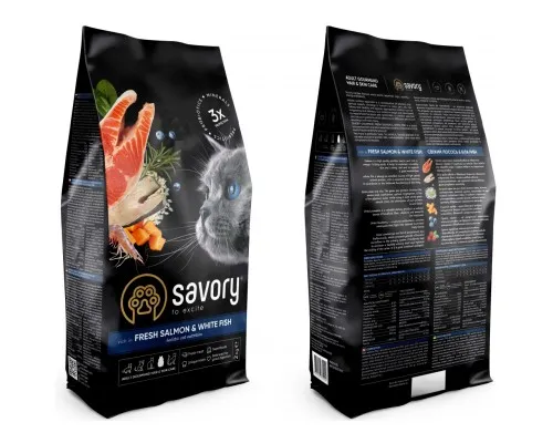 Сухий корм для кішок Savory Adult Cat Gourmand Fresh Salmon and White Fish 2 кг (4820232630020)