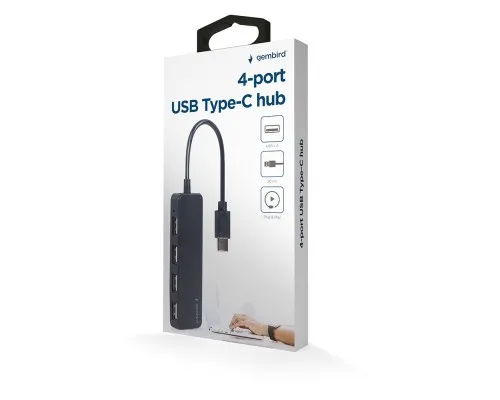 Концентратор Gembird USB-C 4 ports USB 2.0 black (UHB-CM-U2P4-01)