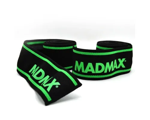 Бинт для спорту MadMax MFA-299 для колін Non slide slip knee wraps 2.0m Black/Green (MFA-299-U)