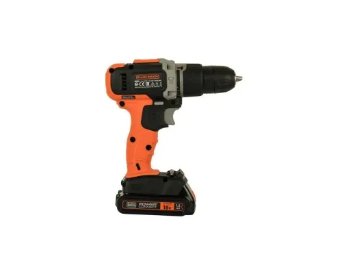 Шуруповерт Black&Decker 18 В, 1.5Ah, 45 Нм,0-360/0-1400 об/хв, 21000 уд/хв, 1.3 кг (BCD003C1)