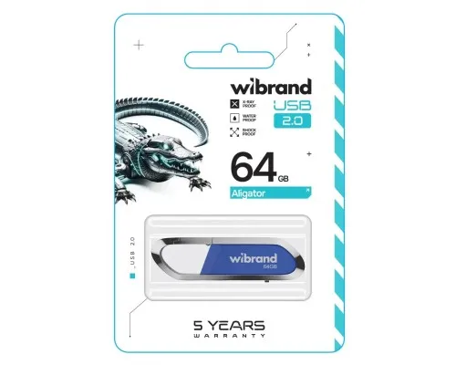 USB флеш накопичувач Wibrand 64GB Aligator Blue USB 2.0 (WI2.0/AL64U7U)