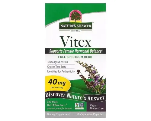 Травы Nature's Answer Витекс, 40 мг, Vitex, Agnus-Castus Chaste Tree Berry, 90 вегетарианских ка (NTA-16354)