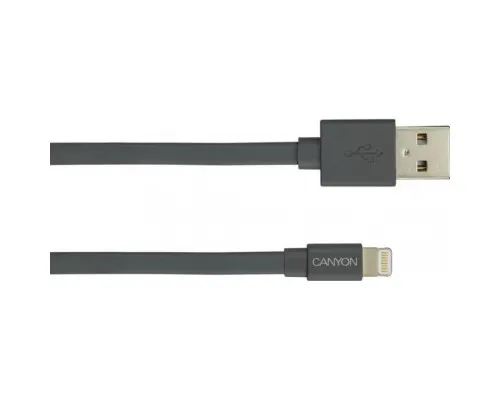 Дата кабель USB 2.0 AM to Lightning 1.0m MFI flat Dark gray Canyon (CNS-MFIC2DG)