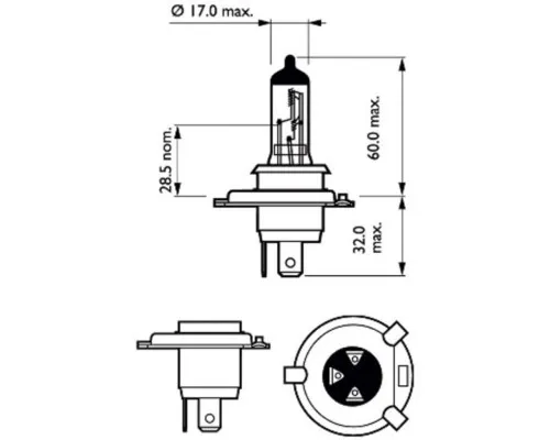 Автолампа Philips галогенова 60/55W (12342 PR C2)