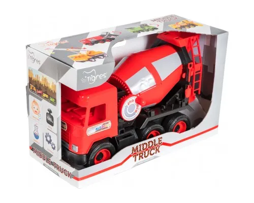 Спецтехника Tigres Авто Middle truck бетоносмеситель (красный) в коробке (39489)