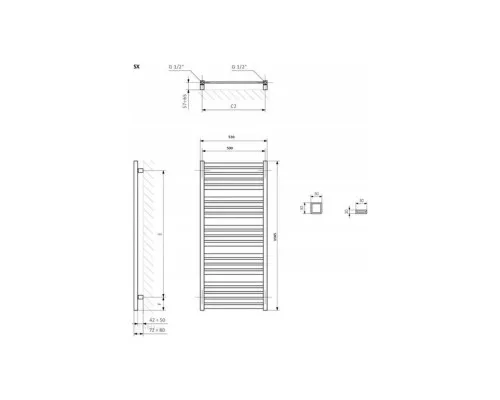 Сушарка для рушників Terma 1185x530 Marlin One (WWMRN118053KS96E1U)