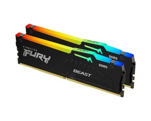 Модуль памяти для компьютера DDR5 16GB (2x8GB) 5600 MHz FURY Beast RGB Kingston Fury (ex.HyperX) (KF556C36BBEAK2-16)