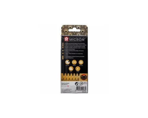 Лайнер Sakura Набір Pigma Micron Black&Gold, 6 шт (005-08), Чорний (8712079459369)