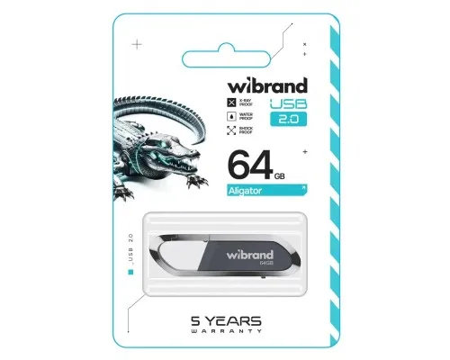 USB флеш накопичувач Wibrand 64GB Aligator Grey USB 2.0 (WI2.0/AL64U7G)