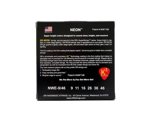 Струни для гітари DR Strings NEON White Electric - Light Heavy (09-46) (NWE-9/46)