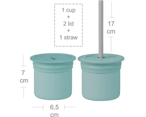 Поильник-непроливайка MinikOiOi Sip+Snack (Aqua Green/Powder Grey) (101100107)