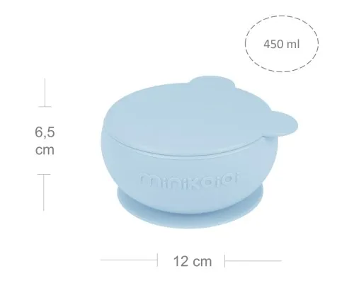 Тарелка детская MinikOiOi Bowly глубокая с крышкой на присоске Mineral Blue (101080003)