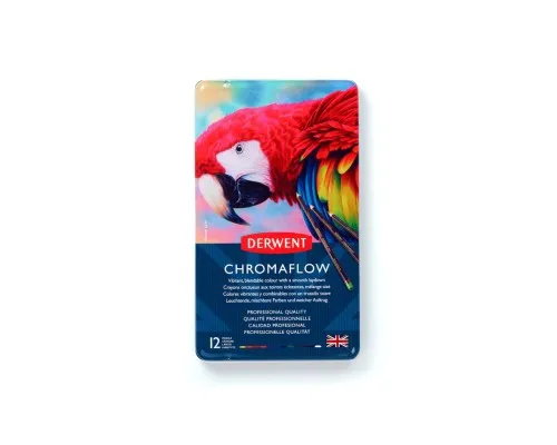 Карандаши цветные Derwent Chromaflow 12 цв. в металлическом пенале (5028252616119)