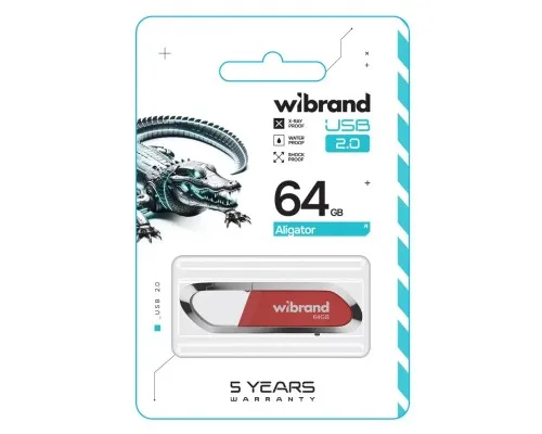 USB флеш накопичувач Wibrand 64GB Aligator Red USB 2.0 (WI2.0/AL64U7DR)
